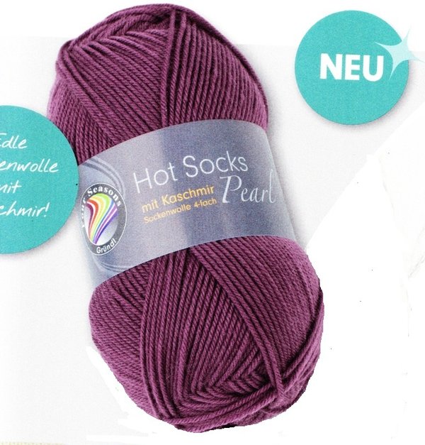 Hot Socks Pearl 50 g - mit Kaschmir Farbe 02 silbergrau