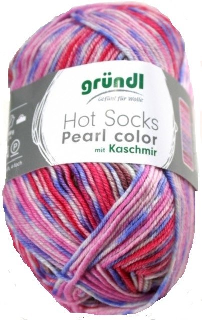 Hot Socks Pearl color Sockenwolle mit Kaschmir 50 g  Farbe 07 berry mix