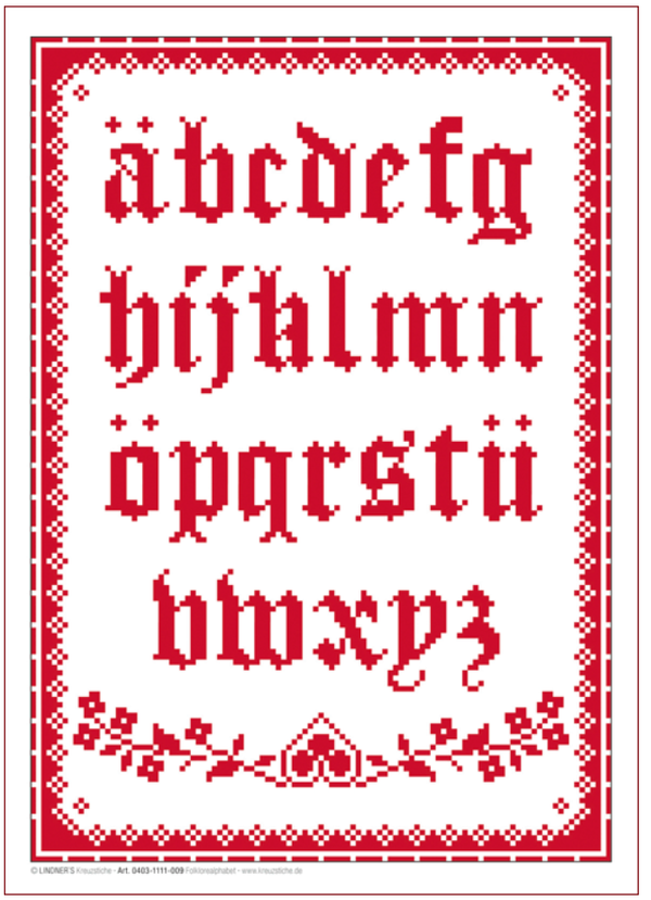 Lindner´s Kreuzstich Nr 09 Folklore ABC rot