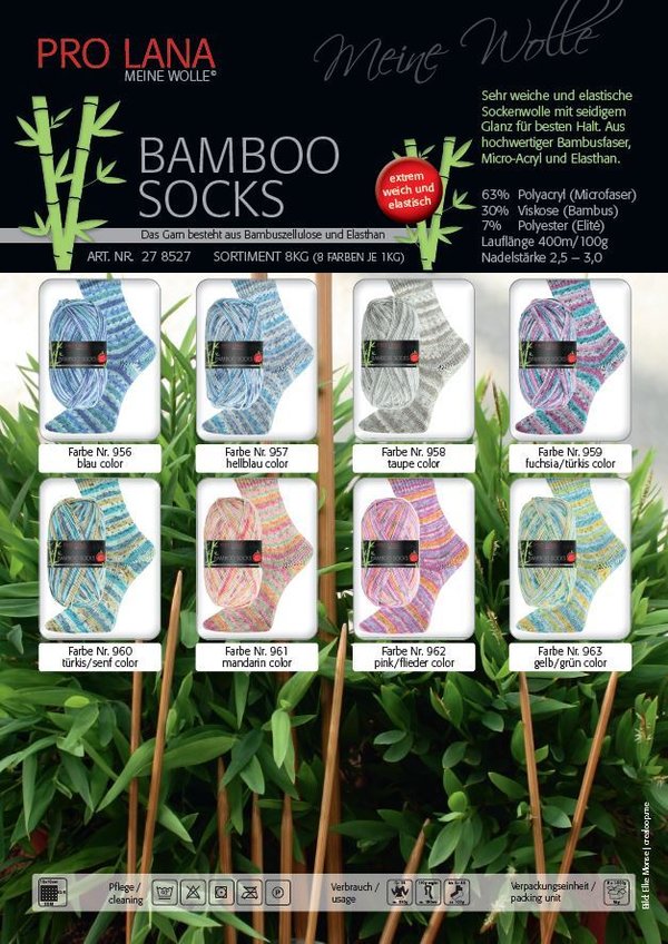 Bamboo Socks 4fach 100 g Farbe 960 türkis/senf color