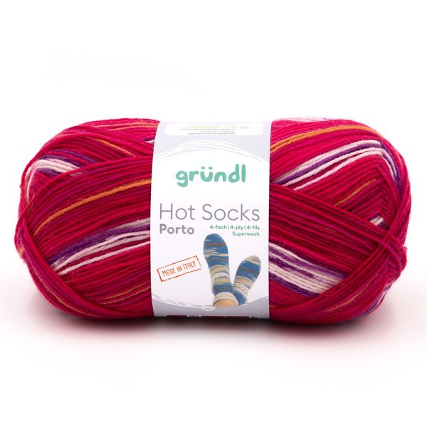 Hot Socks Porto, 4-fach 100 g - cabernet-kirsche-puderrosa